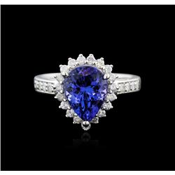 14KT White Gold 3.07ct Tanzanite and Diamond Ring