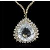 Image 2 : 14KT Yellow Gold GIA Certified 17.51ct Aquamarine and Diamond Necklace