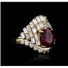 Image 4 : 14KT Yellow Gold 6.78ct Ruby and Diamond Ring