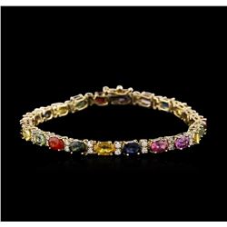 14KT Yellow Gold 11.44ctw Multicolor Sapphire and Diamond Bracelet