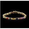Image 1 : 14KT Yellow Gold 11.44ctw Multicolor Sapphire and Diamond Bracelet