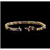 Image 3 : 14KT Yellow Gold 11.44ctw Multicolor Sapphire and Diamond Bracelet