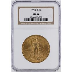 1915 $20 NGC MS62 Double Eagle St. Gaudens Gold Coin