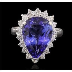 14KT White Gold 6.51ct Tanzanite and Diamond Ring