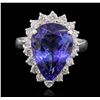 Image 1 : 14KT White Gold 6.51ct Tanzanite and Diamond Ring