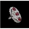 Image 2 : 14KT White Gold 6.81ctw Ruby and Diamond Ring