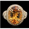 Image 1 : 14KT Yellow Gold 7.71ct Citrine Quartz and Diamond Ring