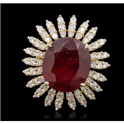 14KT Yellow Gold 10.60ct Ruby and Diamond Ring