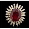 Image 1 : 14KT Yellow Gold 10.60ct Ruby and Diamond Ring