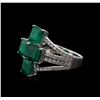Image 2 : 18KT White Gold 4.48ctw Emerald and Diamond Ring