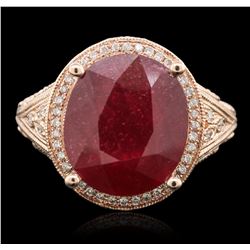 14KT Rose Gold 6.96ct Ruby and Diamond Ring