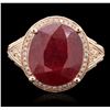 Image 1 : 14KT Rose Gold 6.96ct Ruby and Diamond Ring