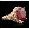 Image 2 : 14KT Rose Gold 6.96ct Ruby and Diamond Ring