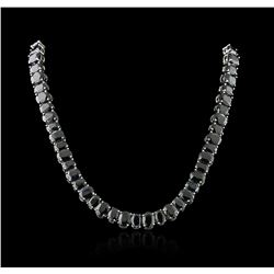 SILVER 125.32ctw Blue Sapphire Necklace