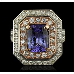 14KT Rose and White Gold 3.10ct Tanzanite and Diamond Ring