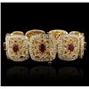 Image 2 : 14KT Yellow Gold 10.12ctw Ruby and Diamond Bracelet