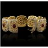 Image 3 : 14KT Yellow Gold 10.12ctw Ruby and Diamond Bracelet