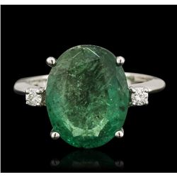 14KT White Gold 4.09ct Emerald and Diamond Ring