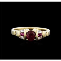 14KT Yellow Gold 0.63ctw Ruby and Diamond Ring