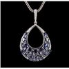 Image 3 : 14KT White Gold 15.07ctw Sapphire & Diamond Pendant with Chain
