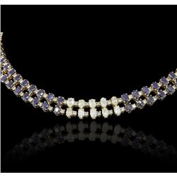 14KT Yellow Gold 78.00ctw Sapphire and Diamond Necklace