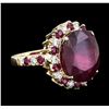 Image 2 : 14KT Yellow Gold 15.25ctw Ruby and Diamond Ring