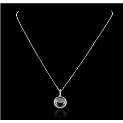 14KT White Gold 3.26ct Black Diamond and Diamond Pendant With Chain