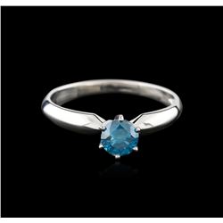 14KT White Gold 0.57ct Round Cut Fancy Blue Diamond Solitaire Ring