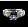Image 1 : 14KT White Gold 1.15ct Tanzanite and Diamond Ring