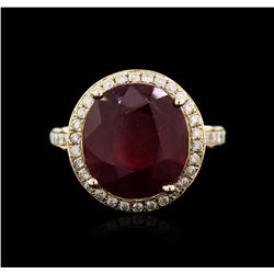 14KT Yellow Gold 10.22ct Ruby and Diamond Ring