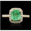 Image 1 : 14KT Yellow Gold 2.06ct Emerald and Diamond Ring