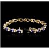 Image 3 : 14KT Yellow Gold 6.84ctw Tanzanite and Diamond Bracelet