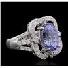 Image 2 : 14KT White Gold 5.85ct Tanzanite and Diamond Ring