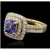 Image 2 : 14KT Yellow Gold 1.76ct Tanzanite and Diamond Ring