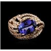 Image 1 : 14KT Rose Gold 3.37ct Tanzanite and Diamond Ring