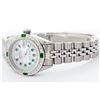 Image 3 : Ladies Rolex Stainless Steel Diamond and Emerald DateJust Wristwatch