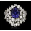 Image 1 : 14KT White Gold 4.00ct Tanzanite and Diamond Ring
