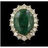 Image 1 : 14KT Yellow Gold 10.80ct Emerald and Diamond Ring