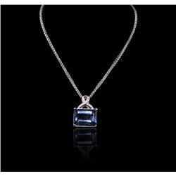 14KT White Gold 50.96ct Topaz and Diamond Pendant With Chain