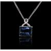 Image 2 : 14KT White Gold 50.96ct Topaz and Diamond Pendant With Chain