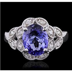 14KT White Gold 2.71ct Tanzanite and Diamond Ring