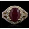 Image 1 : 14KT Yellow Gold 5.07ct Ruby and Diamond Ring