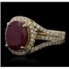 Image 2 : 14KT Yellow Gold 5.07ct Ruby and Diamond Ring