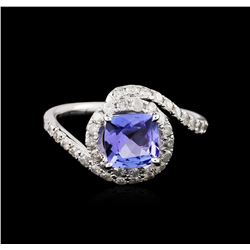 14KT White Gold 1.41ct Tanzanite and Diamond Ring