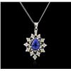 Image 1 : 14KT White Gold 2.77ct Tanzanite and Diamond Pendant With Chain