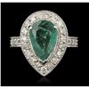 Image 1 : 14KT White Gold 2.31ct Emerald and Diamond Ring