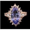 Image 1 : 14KT Rose Gold 3.06ct Tanzanite and Diamond Ring