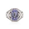 Image 1 : 14KT White Gold 4.16ct Blue Tourmaline and Diamond Ring