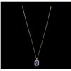 Image 2 : 14KT Yellow Gold 3.96ct Tanzanite and Diamond Pendant with Chain