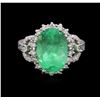 Image 1 : 14KT White Gold 3.42ct Emerald and Diamond Ring